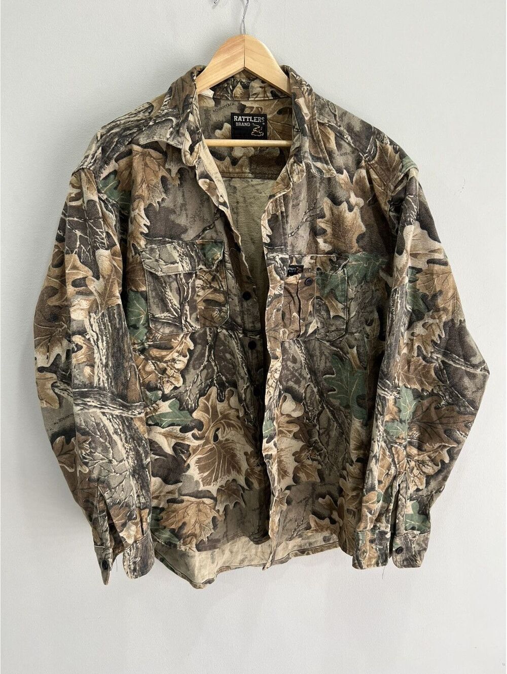 Vintage Camo Real Tree Button Up Shirt Mossy Oak Rattlers